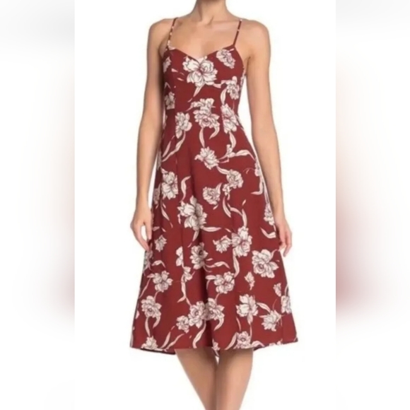 Show Me Your Mumu Carissa Floral midi Dress in Maple & Cream - Picture 1 of 7